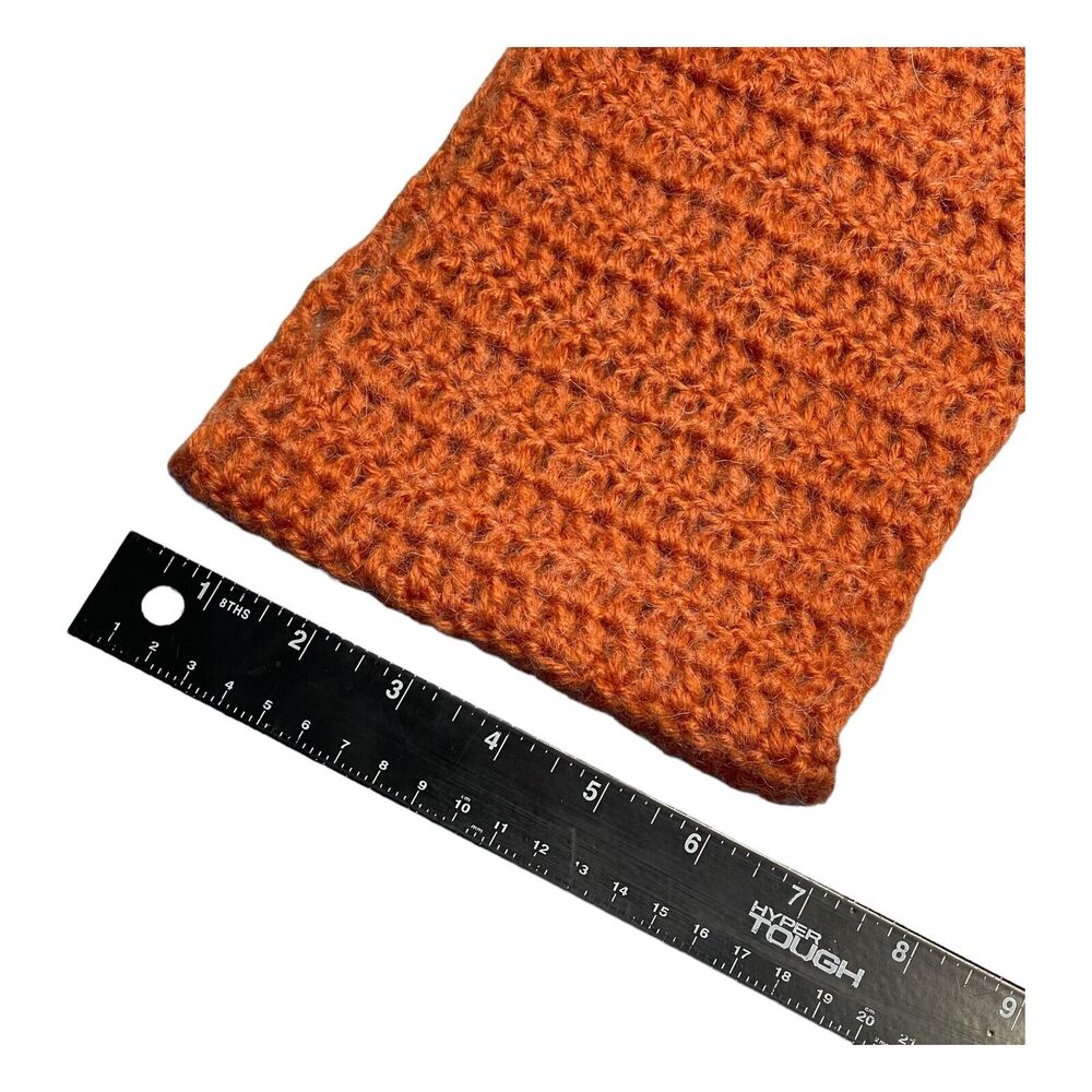 Women's Orange Fringed Detail Boho Cozy Handmade Woven Rectangle Scarf - Picture 5 of 6